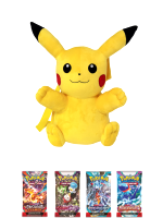 Okazyjny zestaw Pokémon - plecak dziecięcy + 4x booster (Scarlet & Violet, Paldea Evolved, Obsidian Flames, Paradox Rift)