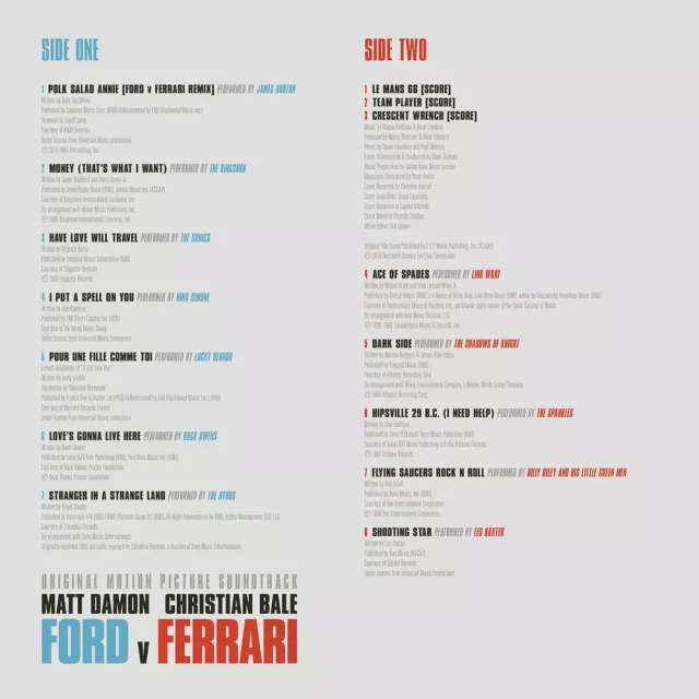 Oficiální soundtrack Ford v Ferrari na LP