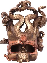 Stojak na butelki - Tentacled Steampunk Skull