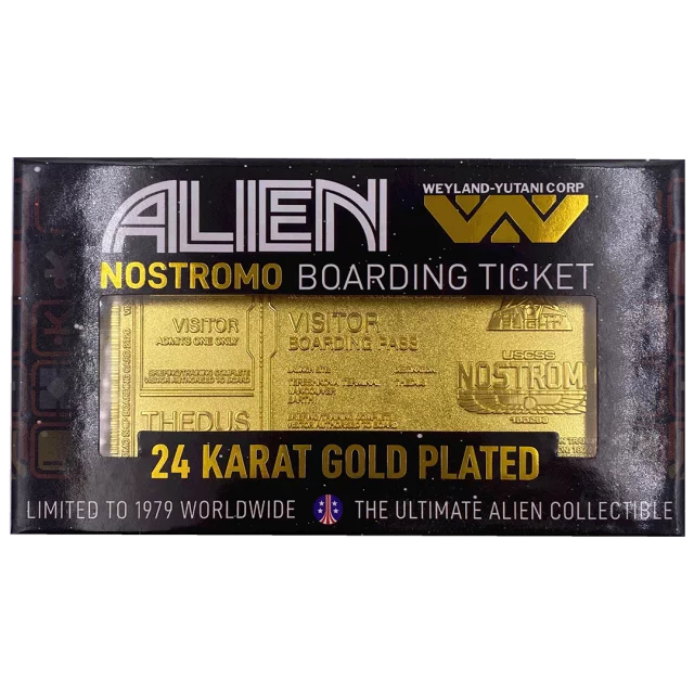 Kolekcjonerska plakietka Alien - Nostromo Ticket (pozłacana)