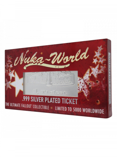 Plakietka kolekcjonerska Fallout - Nuka World Ticket (posrebrzana)